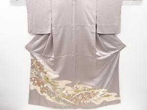 リサイクル　枝梅に牡丹・草花模様一つ紋色留袖